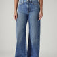Women's Med Indigo Ribcage Wide Leg Fit High Rise Jeans - Front View