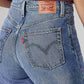 Women's Med Indigo Ribcage Wide Leg Fit High Rise Jeans - Detail View