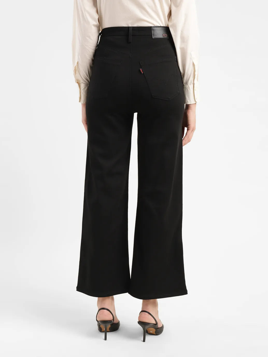 Women's Redloop Black Ribcage Bell Bottom Wide Leg Fit High Rise Jeans - 09bcb452-8813-46c3-a1be-fc4a86e68b67 View
