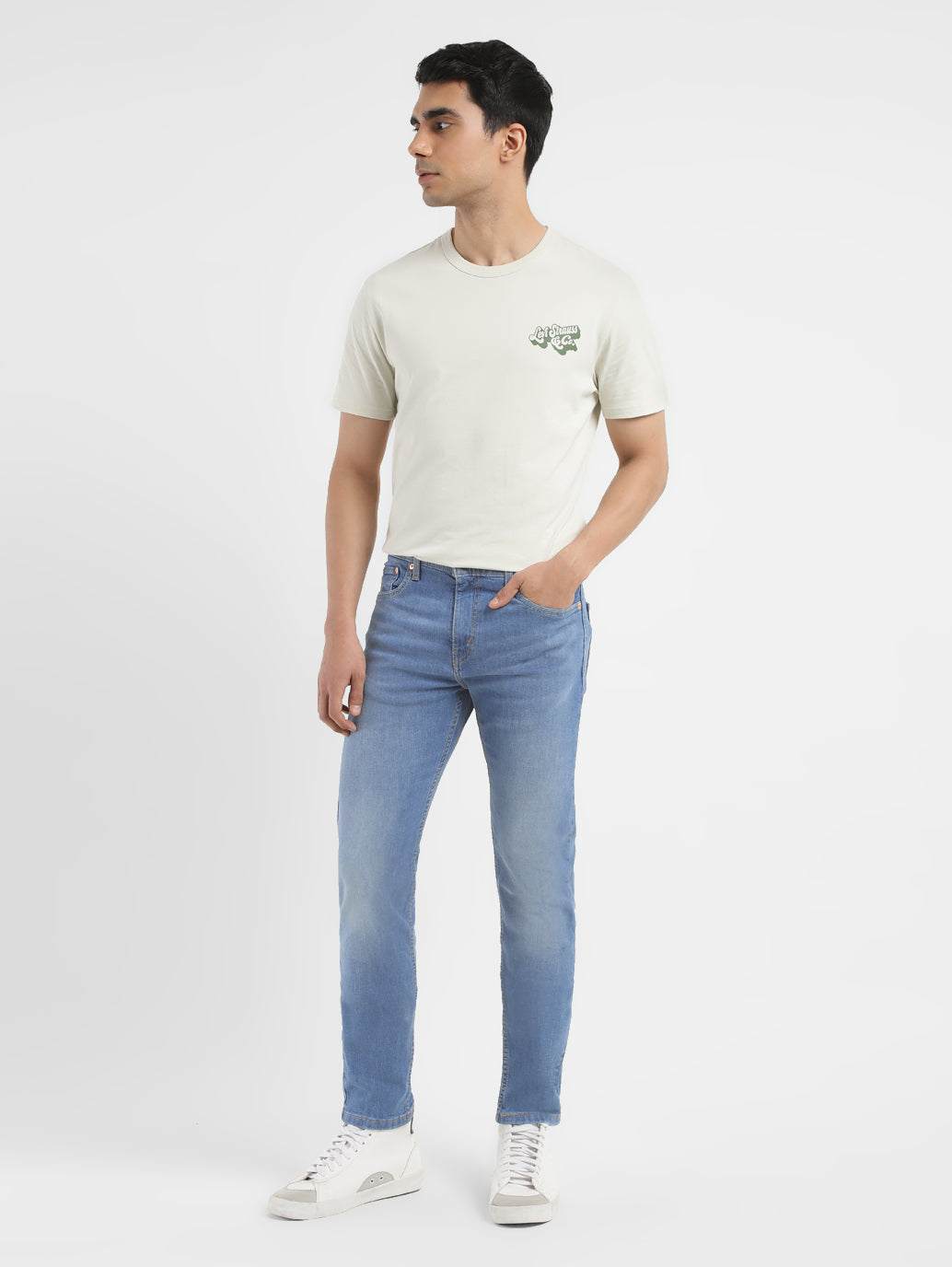 Men's 512 Blue Slim Tapered Fit Mid Rise Jeans - Styleshot View