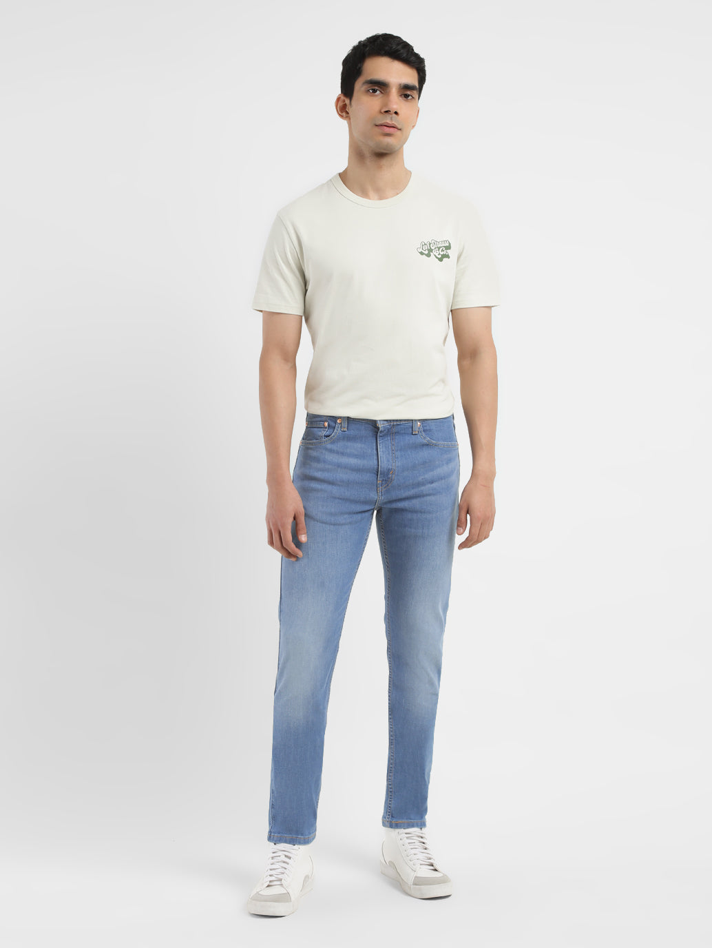 Men's 512 Blue Slim Tapered Fit Mid Rise Jeans - ModelFront View