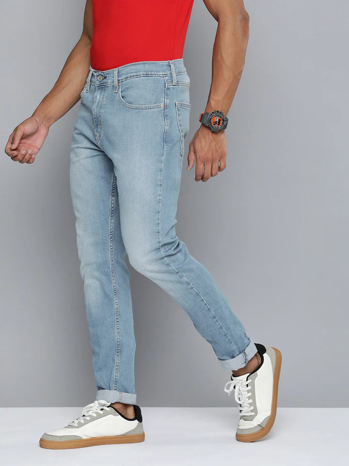 Men's 512 Blue Slim Tapered Fit Mid Rise Jeans - style View