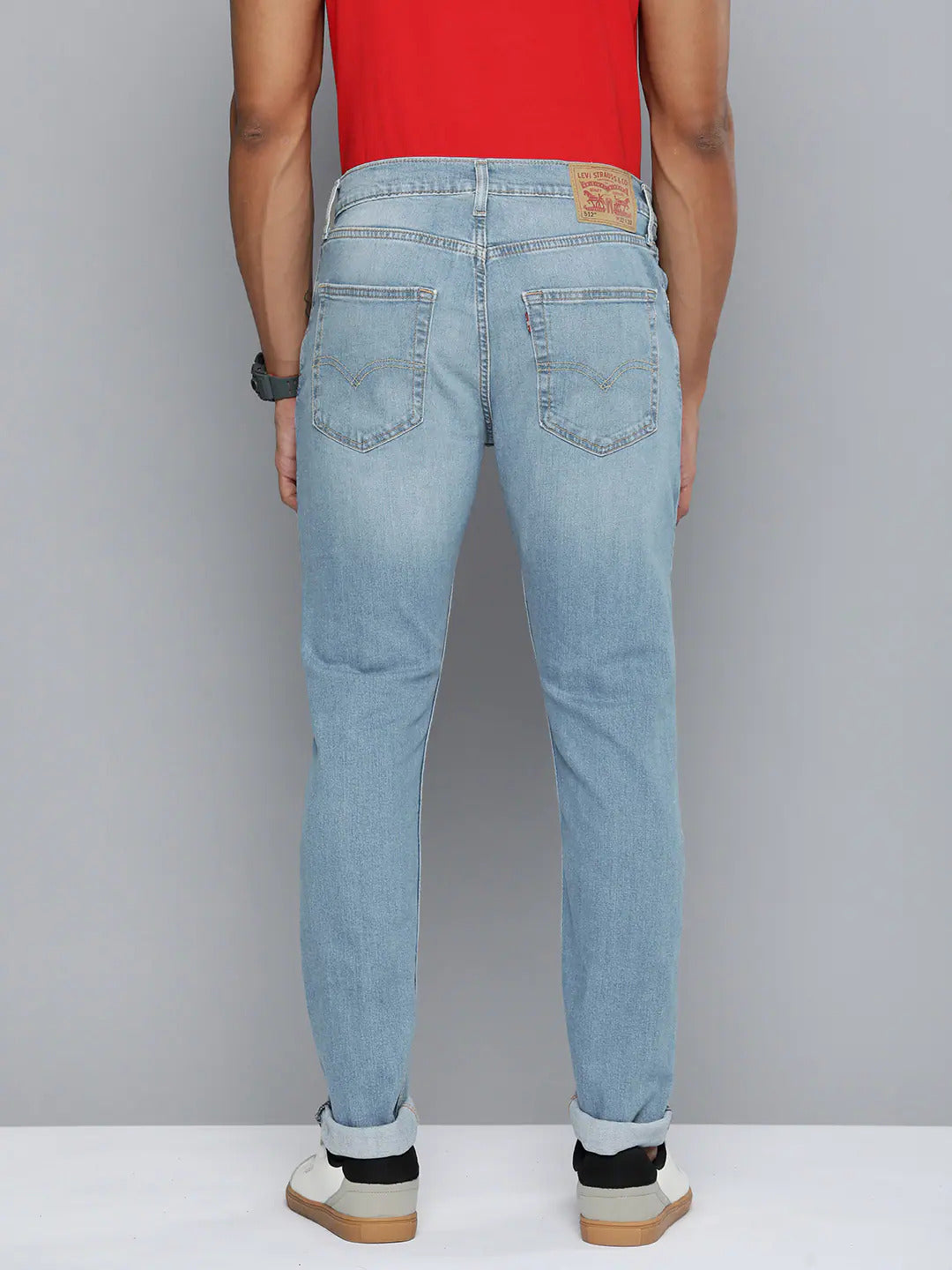 Men's 512 Blue Slim Tapered Fit Mid Rise Jeans - Back View