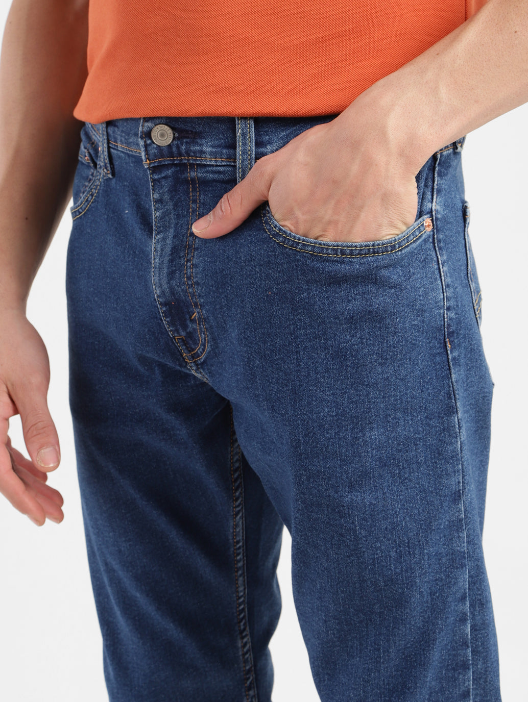 Men's 512 Navy Blue Slim Tapered Fit Mid Rise Jeans - FrontDetails View