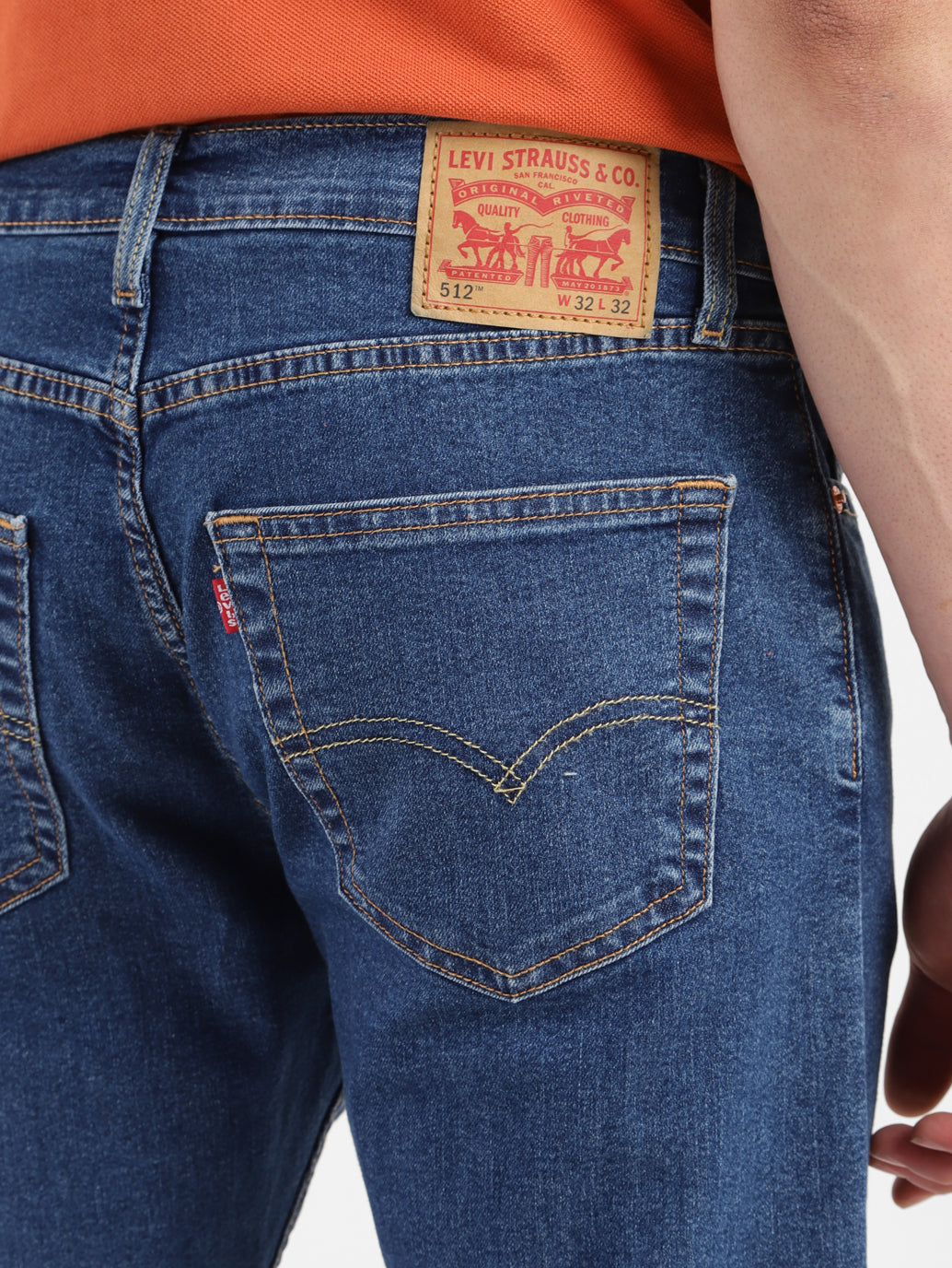 Men's 512 Navy Blue Slim Tapered Fit Mid Rise Jeans - BackDetails View