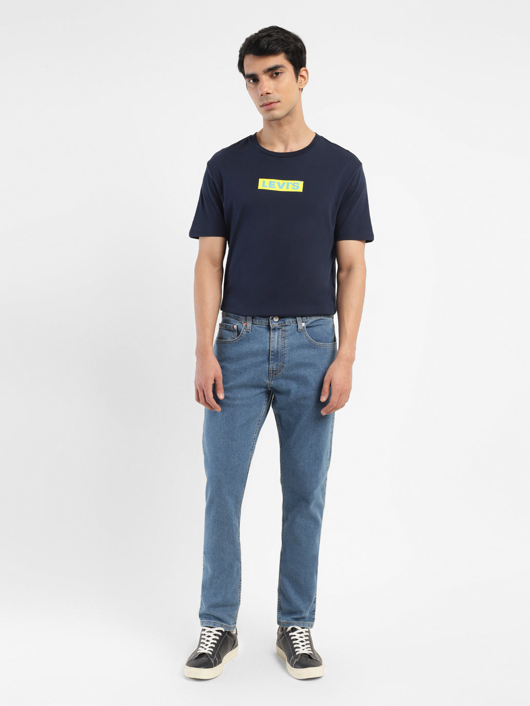Men's 512 Blue Slim Tapered Fit Mid Rise Jeans - ModelFront View