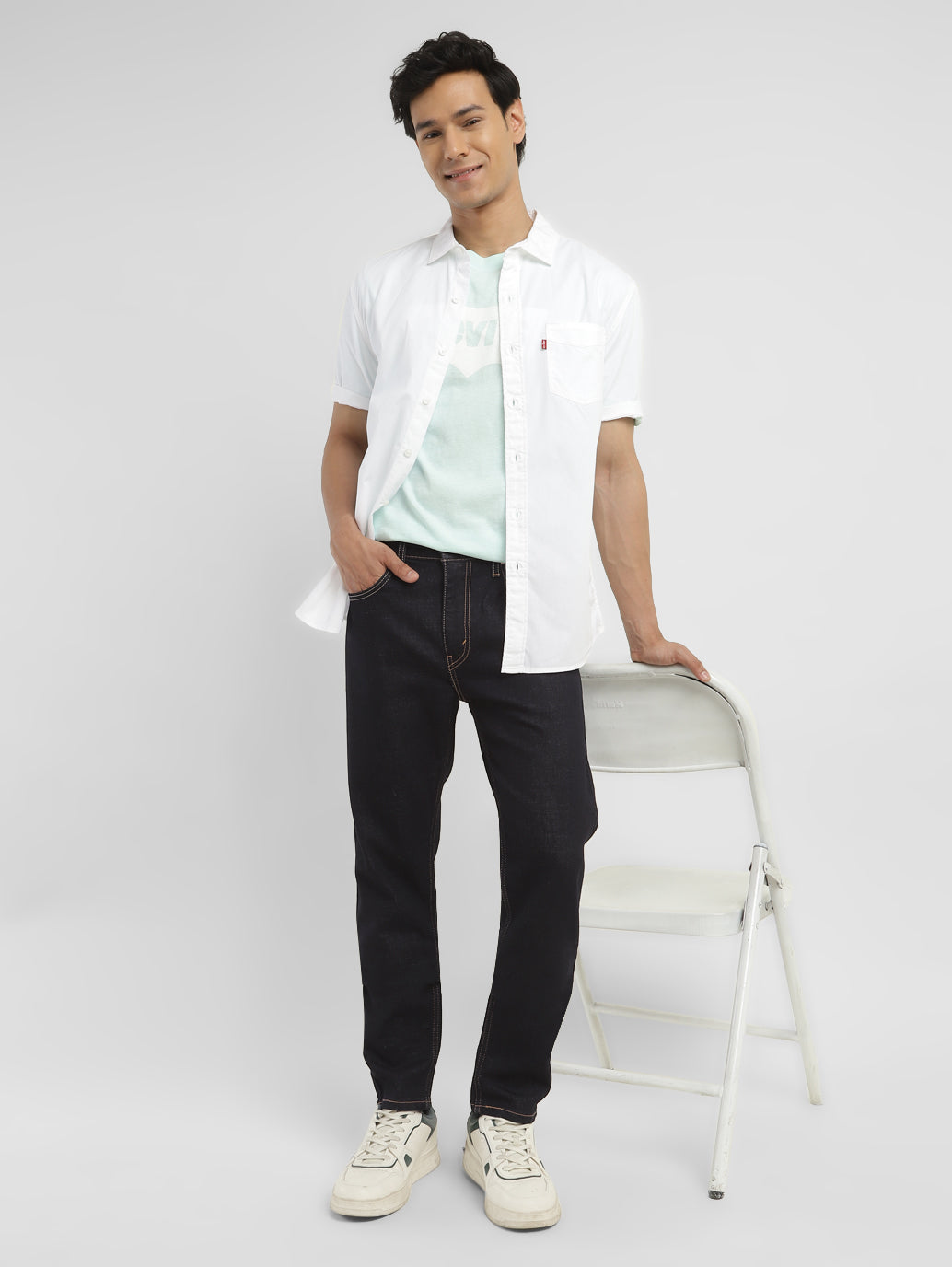 Men's 512 Dark Indigo Slim Tapered Fit Mid Rise Jeans - StyleShot View