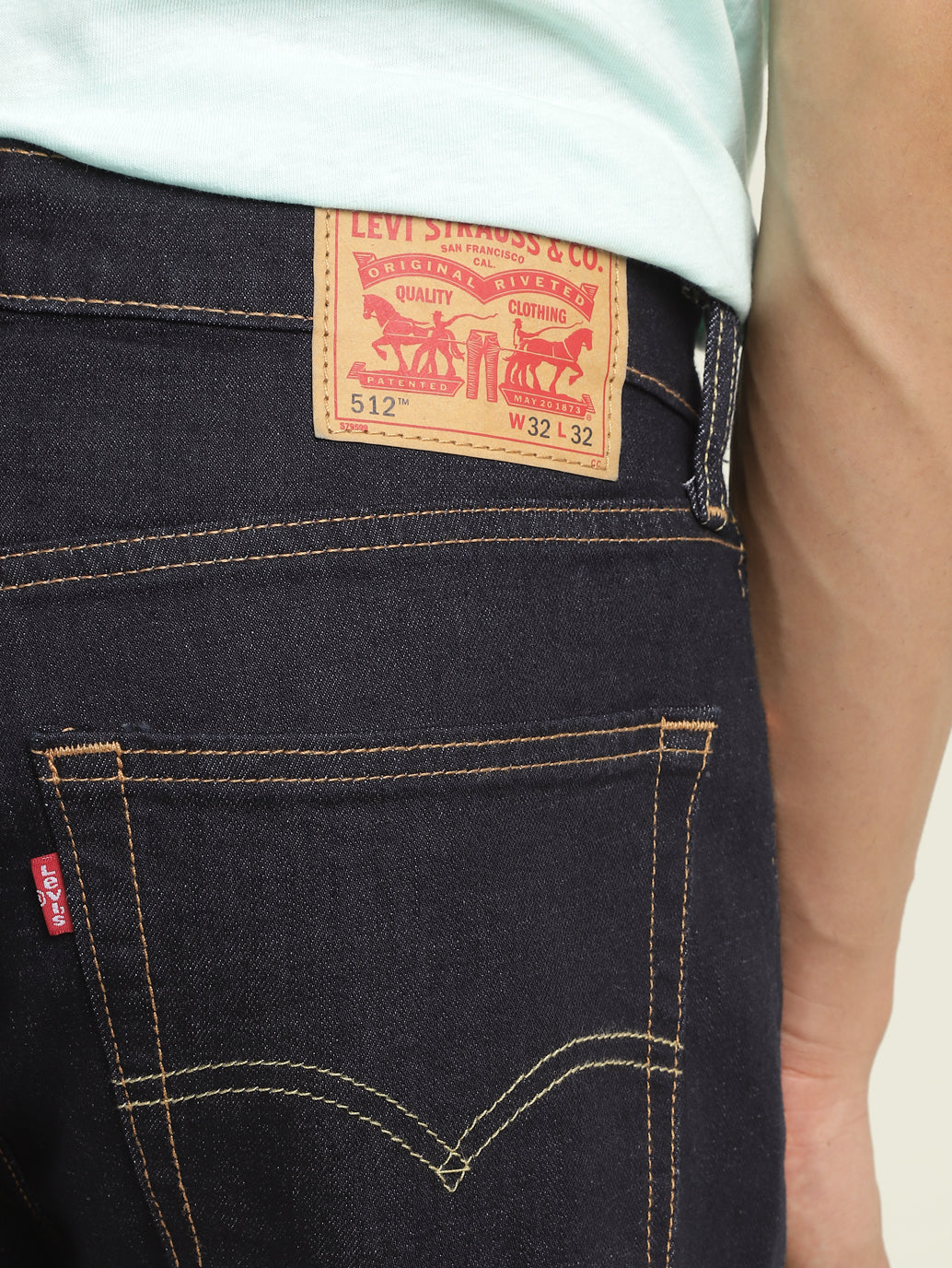 Men's 512 Dark Indigo Slim Tapered Fit Mid Rise Jeans - BackDetails View