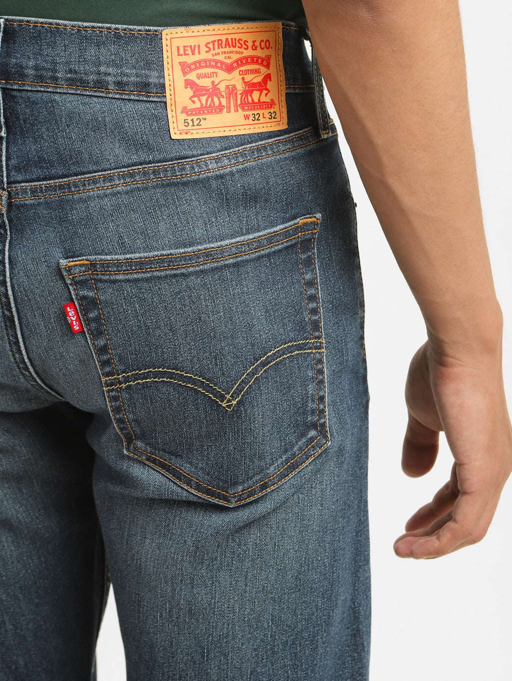 Men's 512 Navy Blue Slim Tapered Fit Mid Rise Jeans - Backdetails View