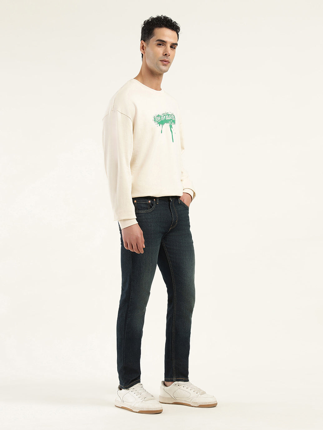 Men's 512 Blue Slim Tapered Fit Mid Rise Jeans - Side View