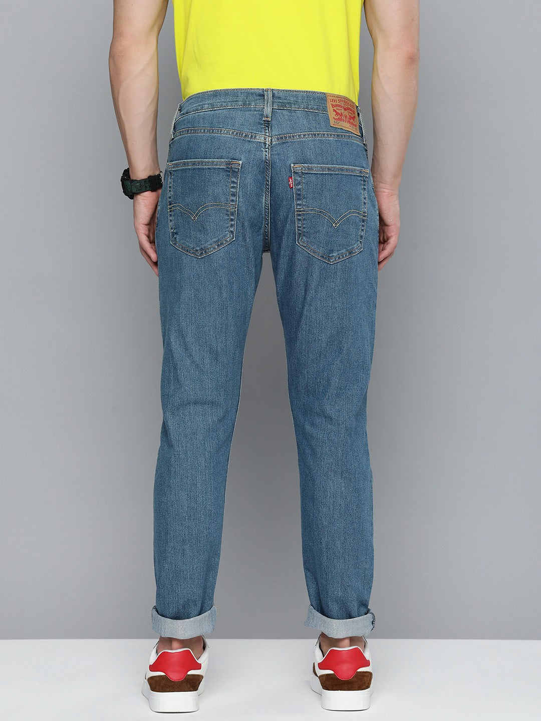 Men's 512 Blue Slim Tapered Fit Mid Rise Jeans - Back View