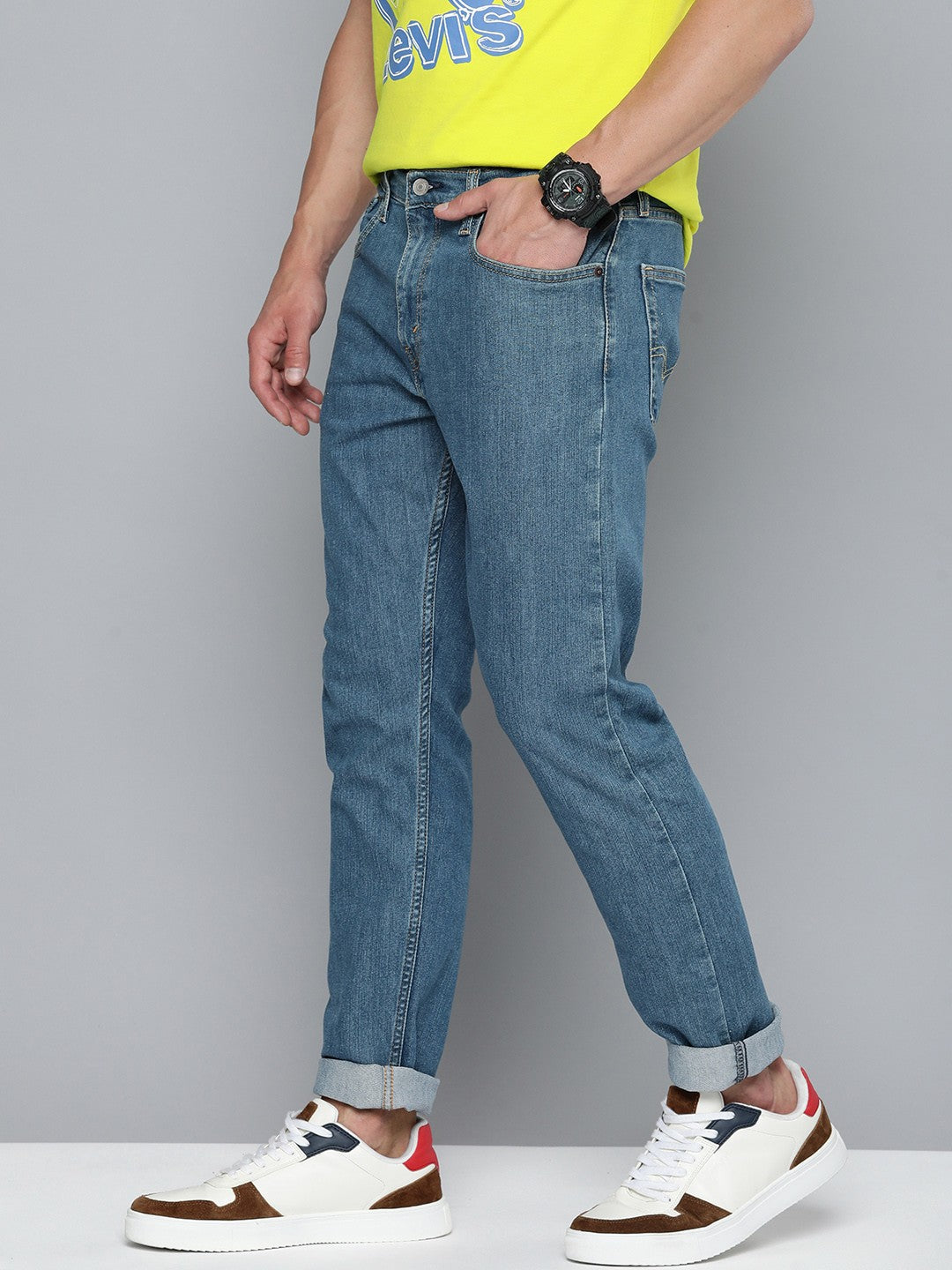 Men's 512 Blue Slim Tapered Fit Mid Rise Jeans - Side View
