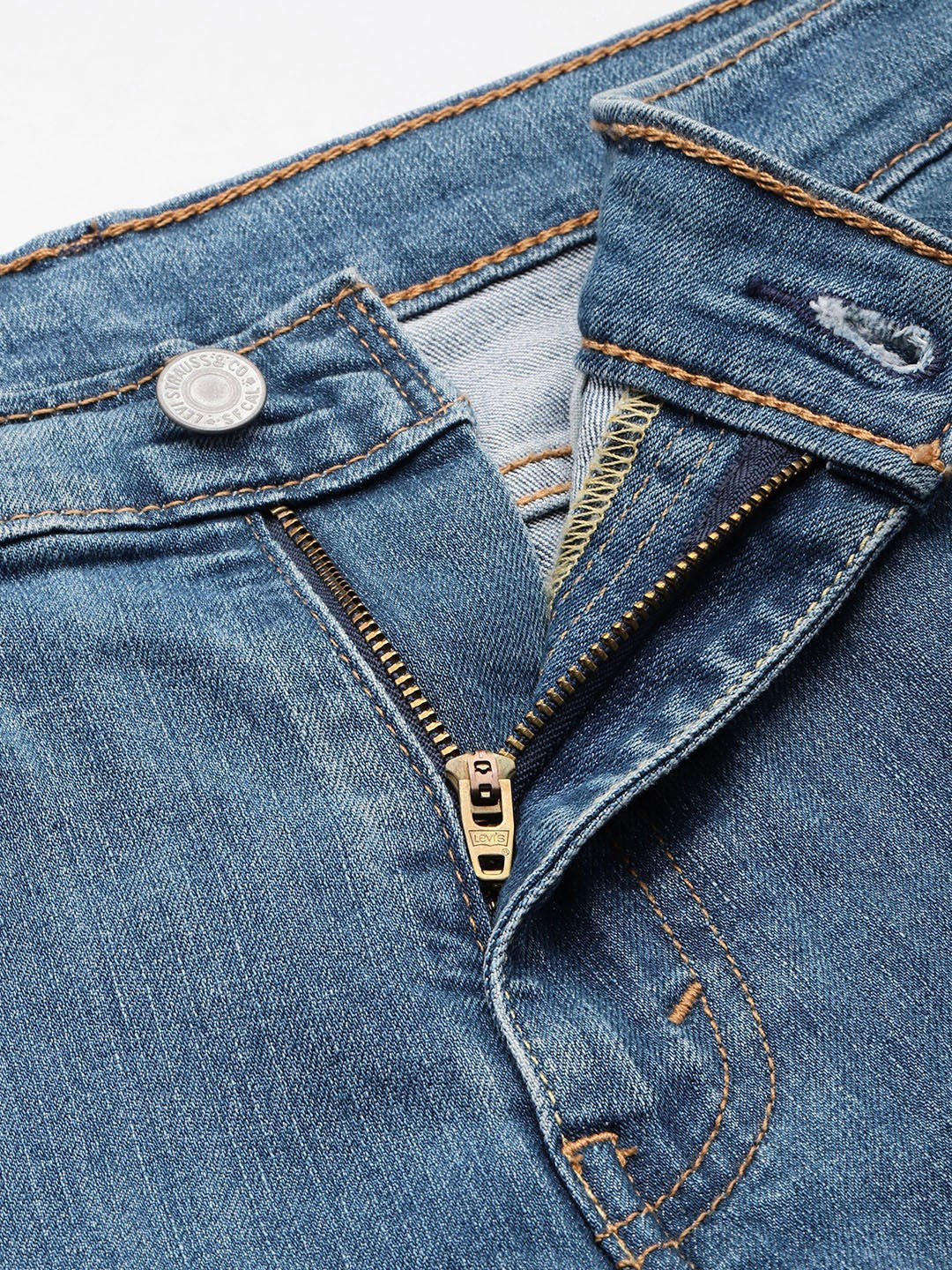 Men's 512 Blue Slim Tapered Fit Mid Rise Jeans - ZipDetails View