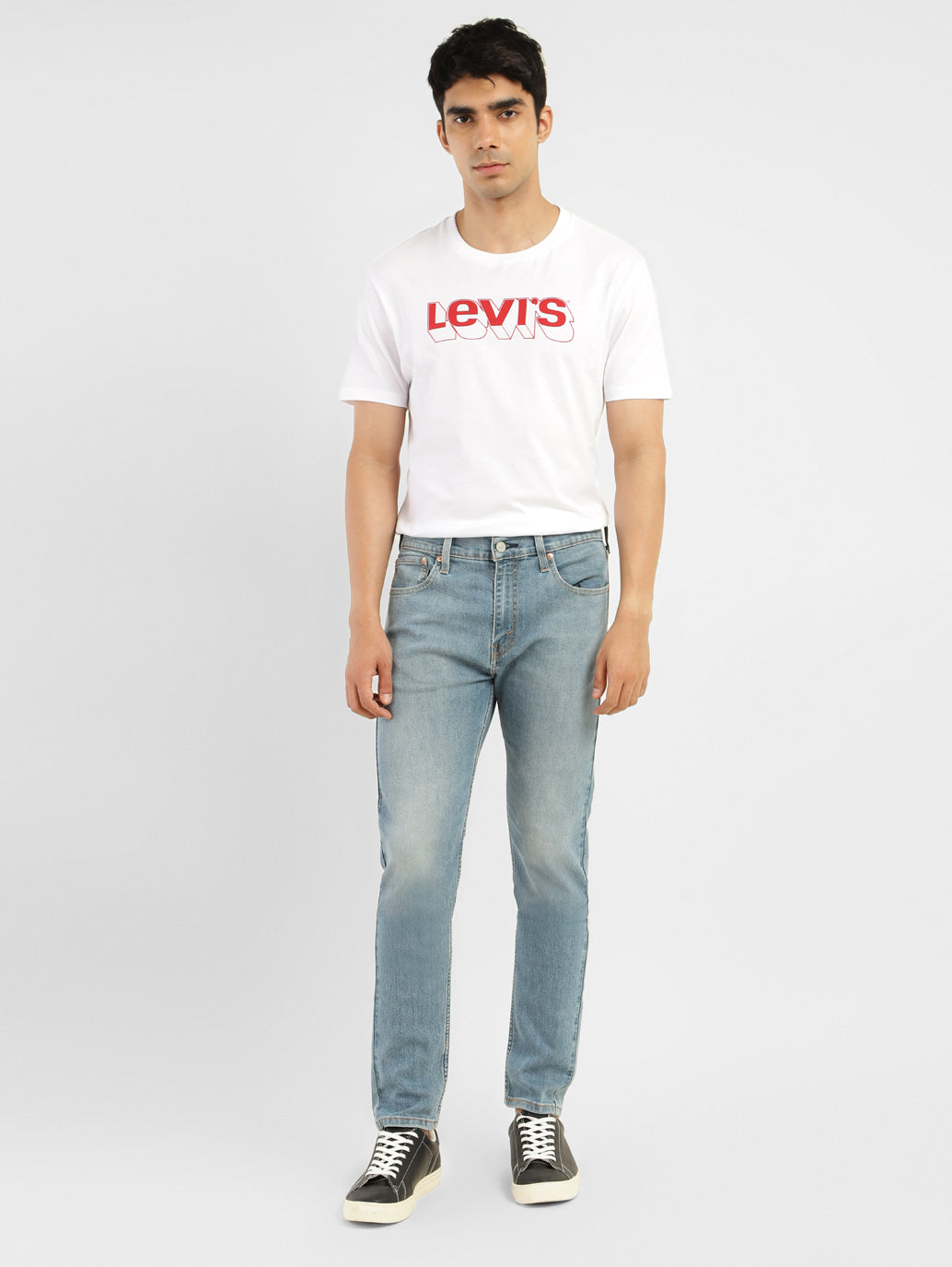 Men's 512 Blue Slim Tapered Fit Mid Rise Jeans - ModelFront View