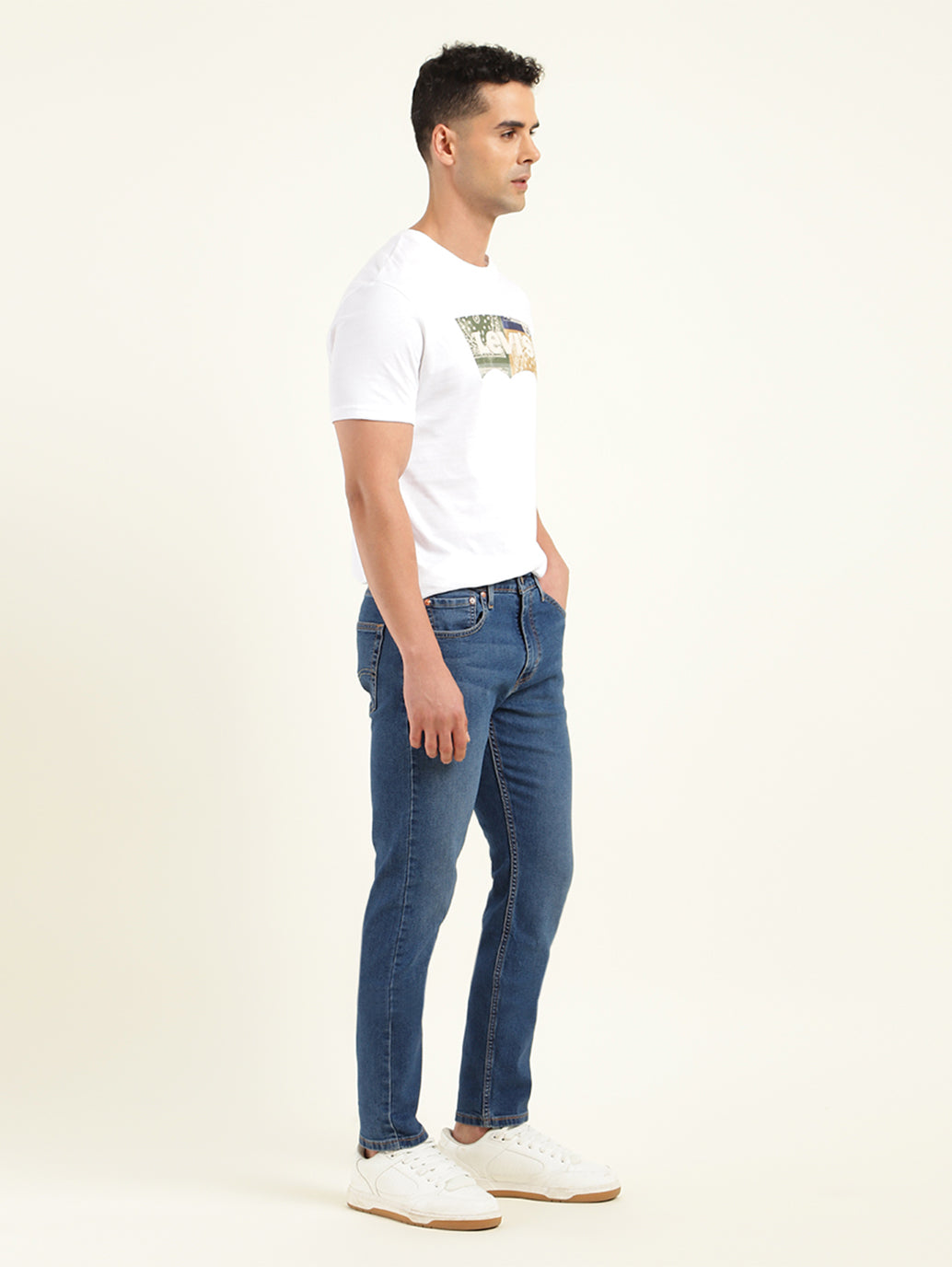 Men's 512 Blue Slim Tapered Fit Mid Rise Jeans - Side View