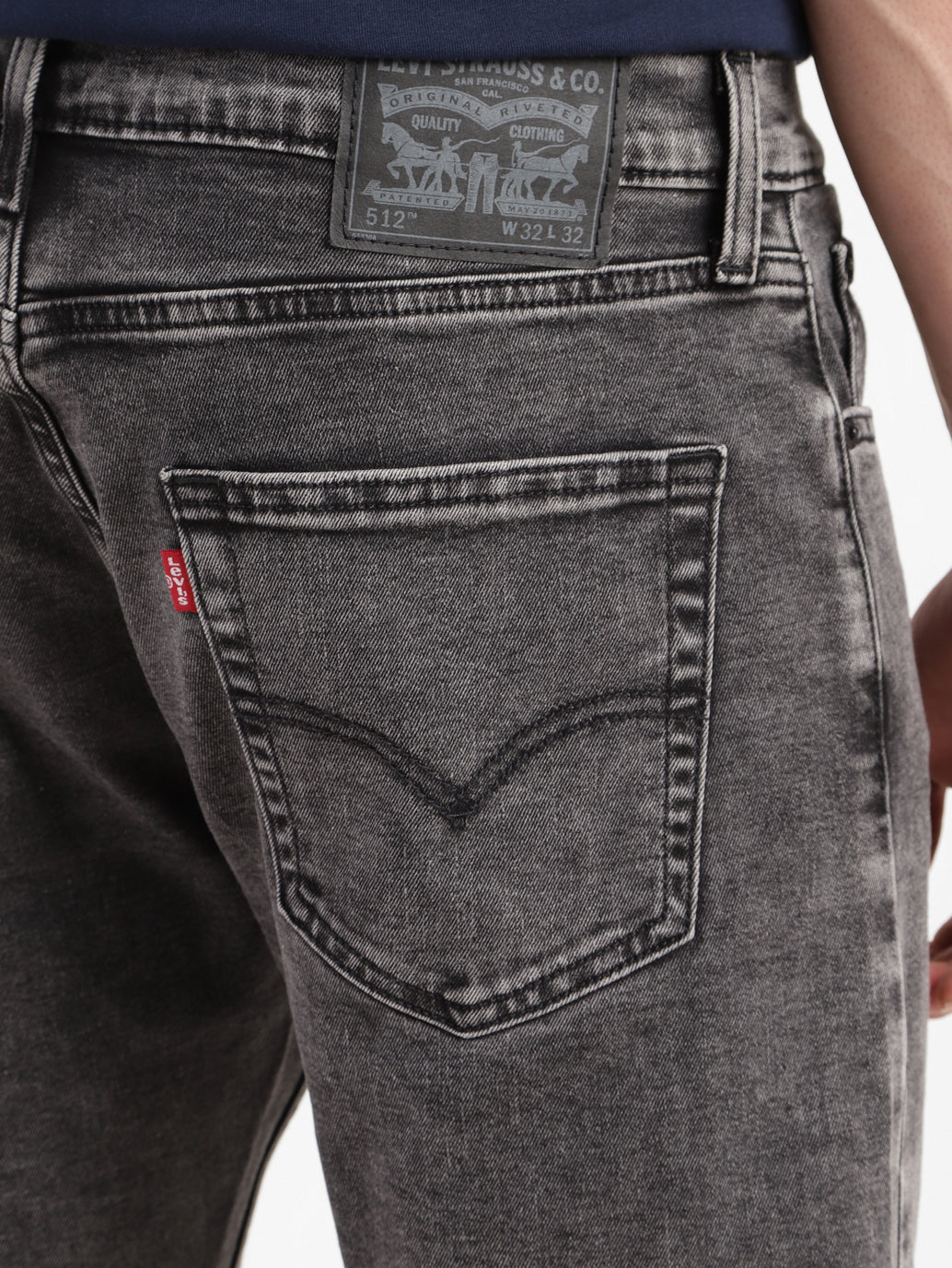 Men's 512 Black Slim Tapered Fit Mid Rise Jeans - BackDetails View