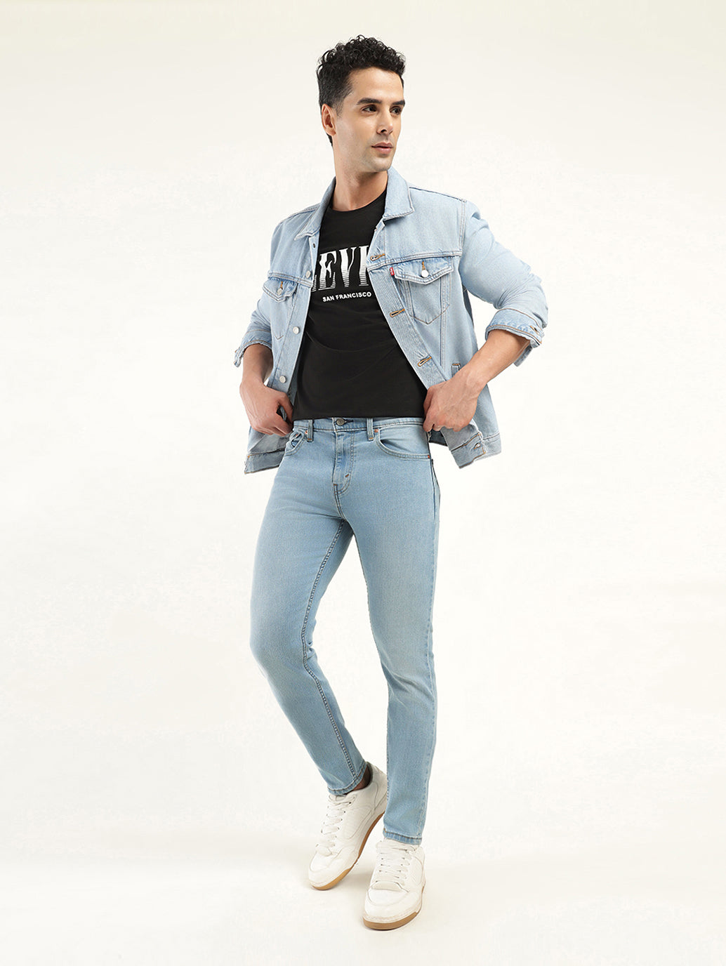 Men's 512 Blue Slim Tapered Fit Mid Rise Jeans - shot View