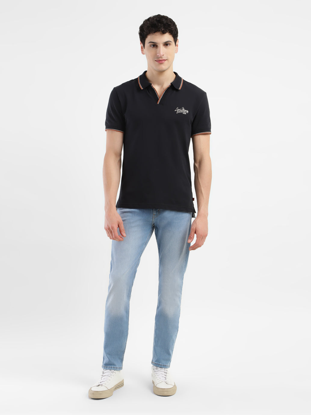 Men's 511 Blue Slim Fit Mid Rise Jeans - ModelFront View