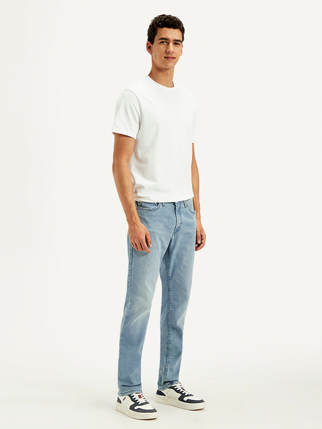 Men's 511 Blue Slim Fit Mid Rise Jeans - Side View