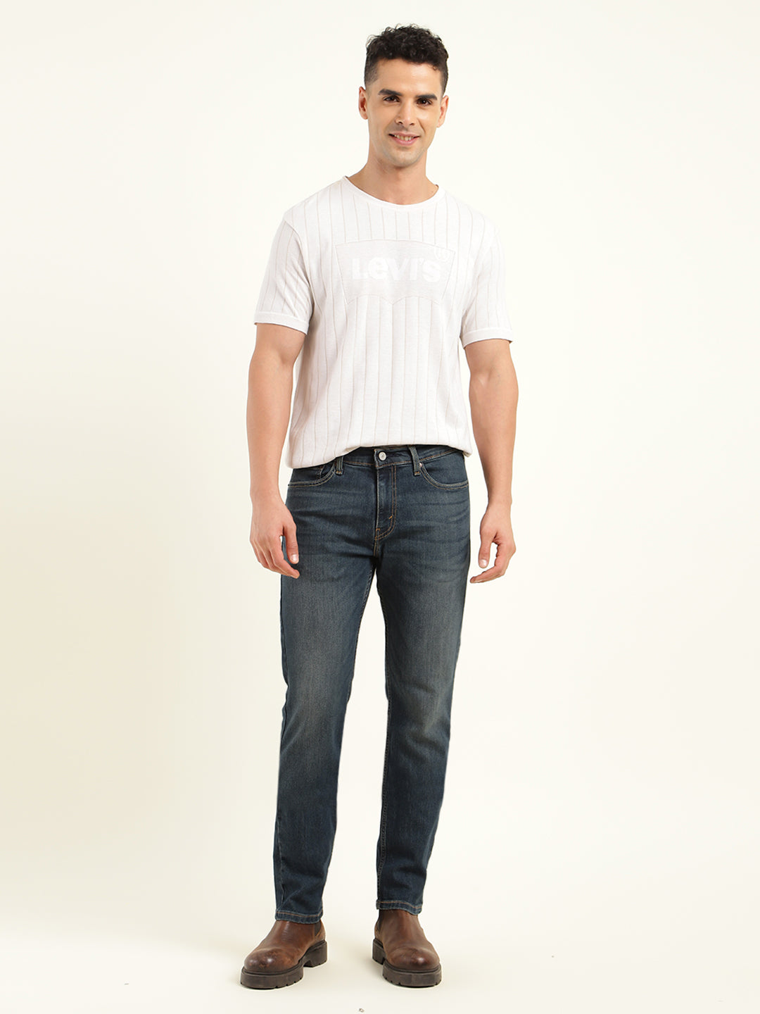 Men's 511 Navy Blue Slim Fit Mid Rise Jeans - Front View