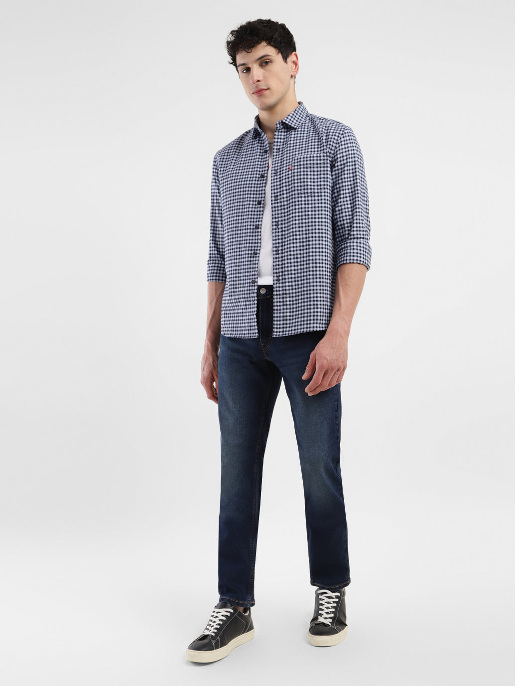 Men's 511 Navy Blue Slim Fit Mid Rise Jeans - b84ee329-0cb0-4de3-8661-12cbf02d5180 View