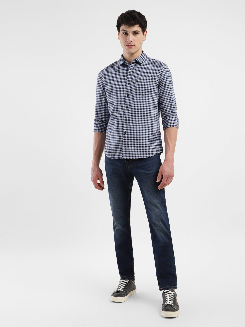 Men's 511 Navy Blue Slim Fit Mid Rise Jeans - ModelFront View