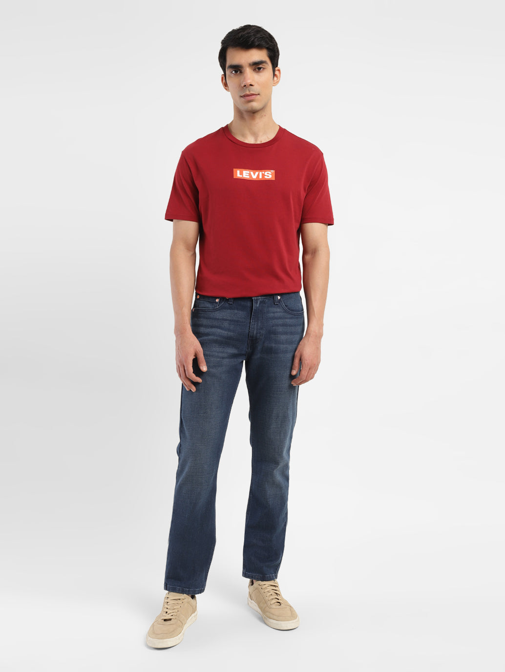 Men's 511 Blue Slim Fit Mid Rise Jeans - ModelFront View