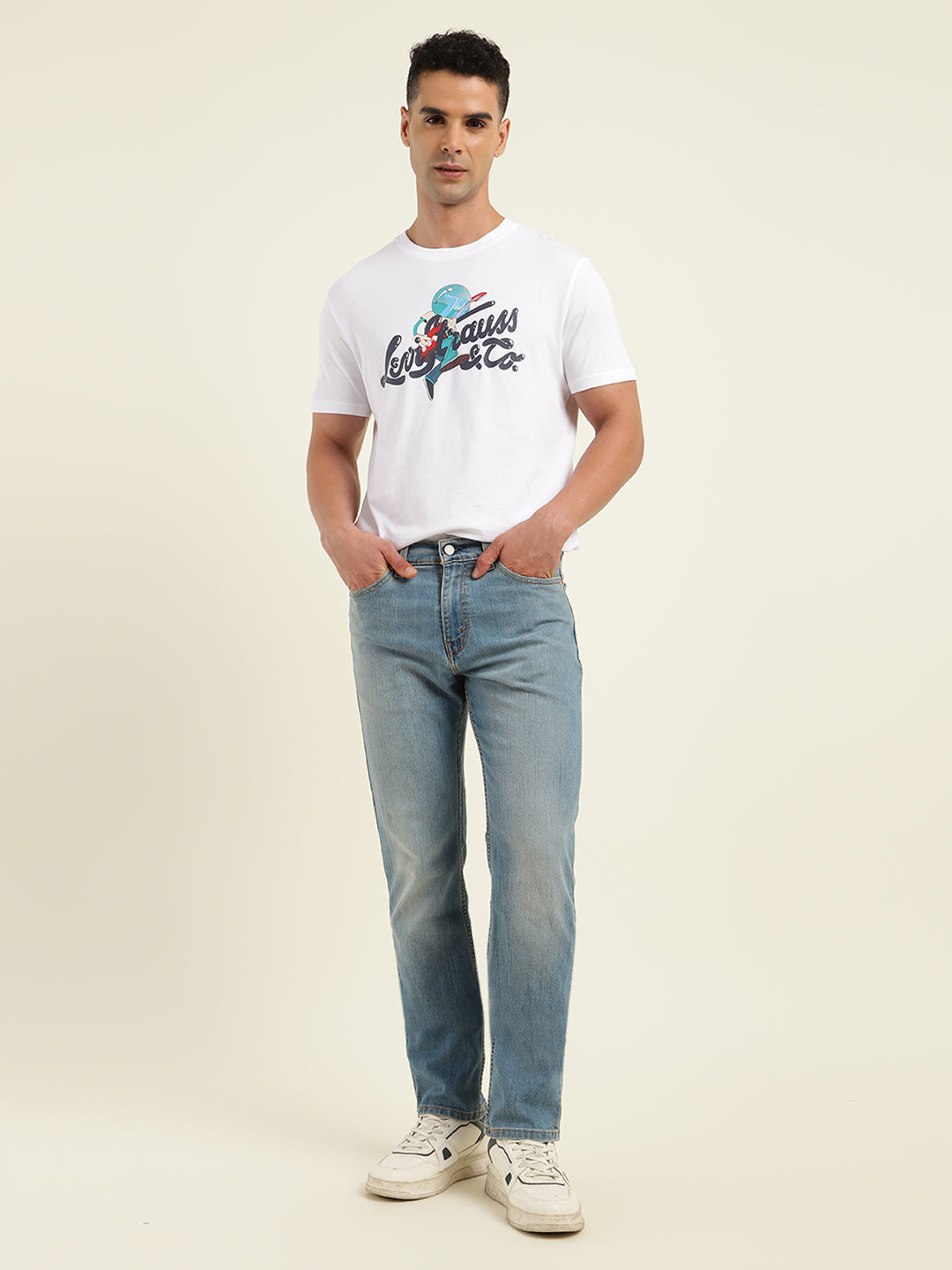 Men's 511 Blue Slim Fit Mid Rise Jeans - Front View