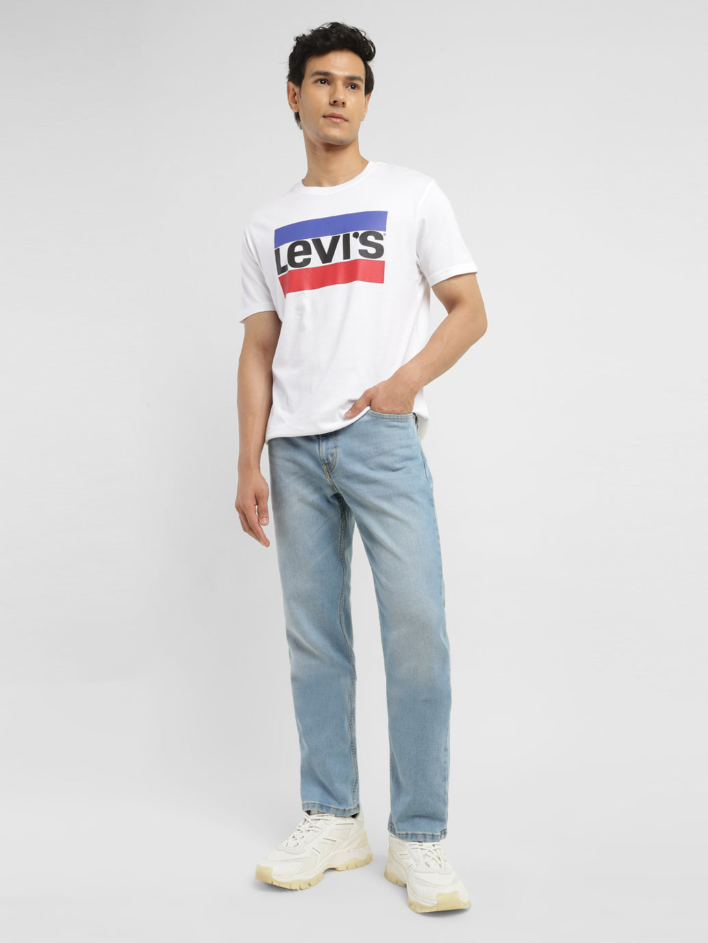Men's 511 Blue Slim Fit Mid Rise Jeans - ModelFront View