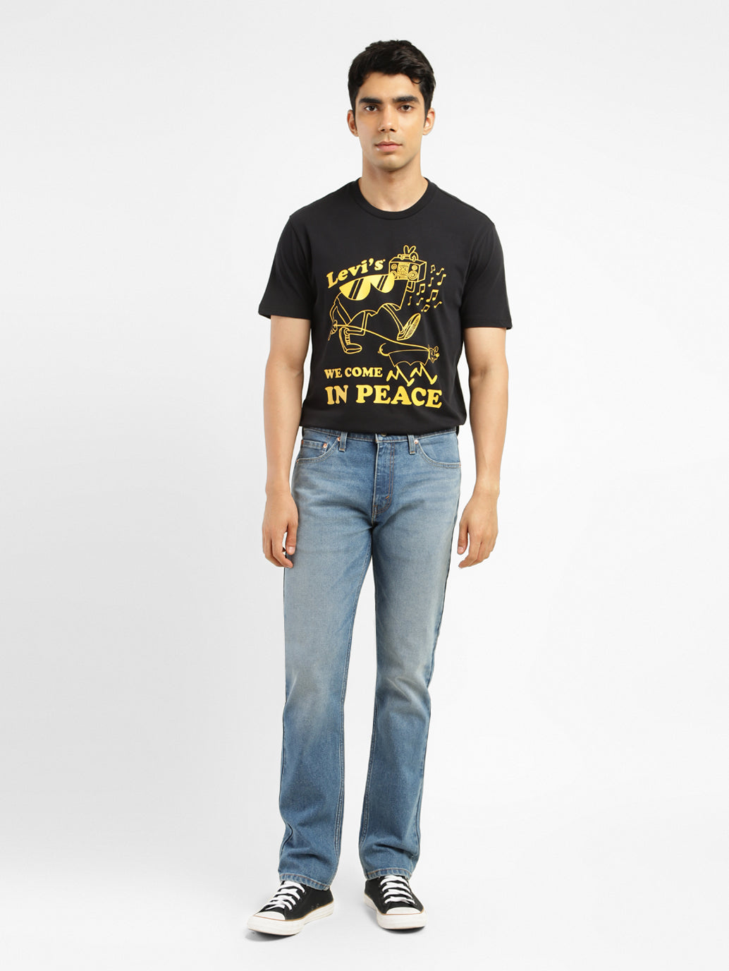 Men's 511 Blue Slim Fit Mid Rise Jeans - ModelFront View