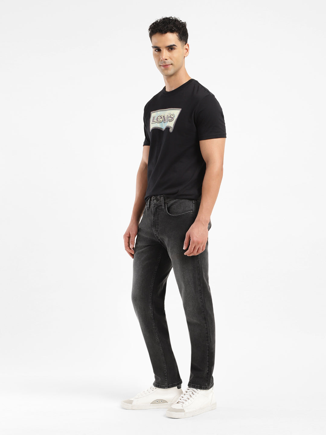 Men's 511 Black Slim Fit Mid Rise Jeans - Side View