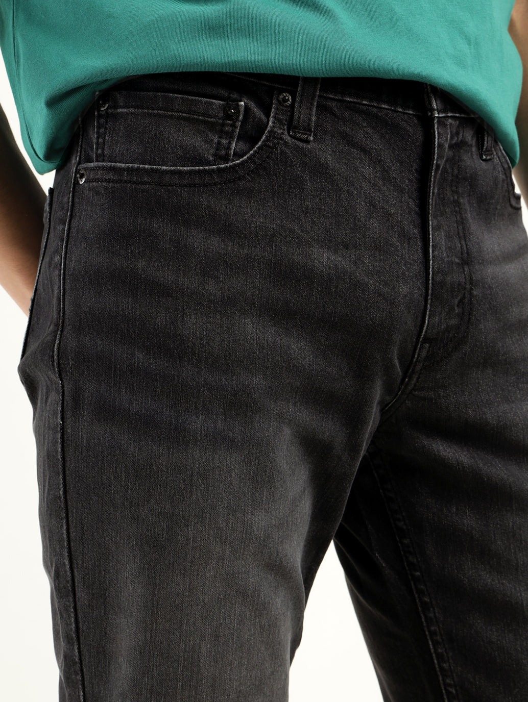 Men's 511 Black Slim Fit Mid Rise Jeans - Detail View