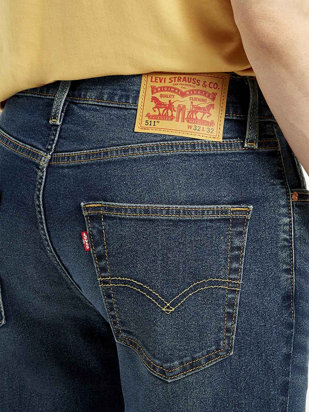 Men's 511 Dark Indigo Slim Fit Mid Rise Jeans - Detail View