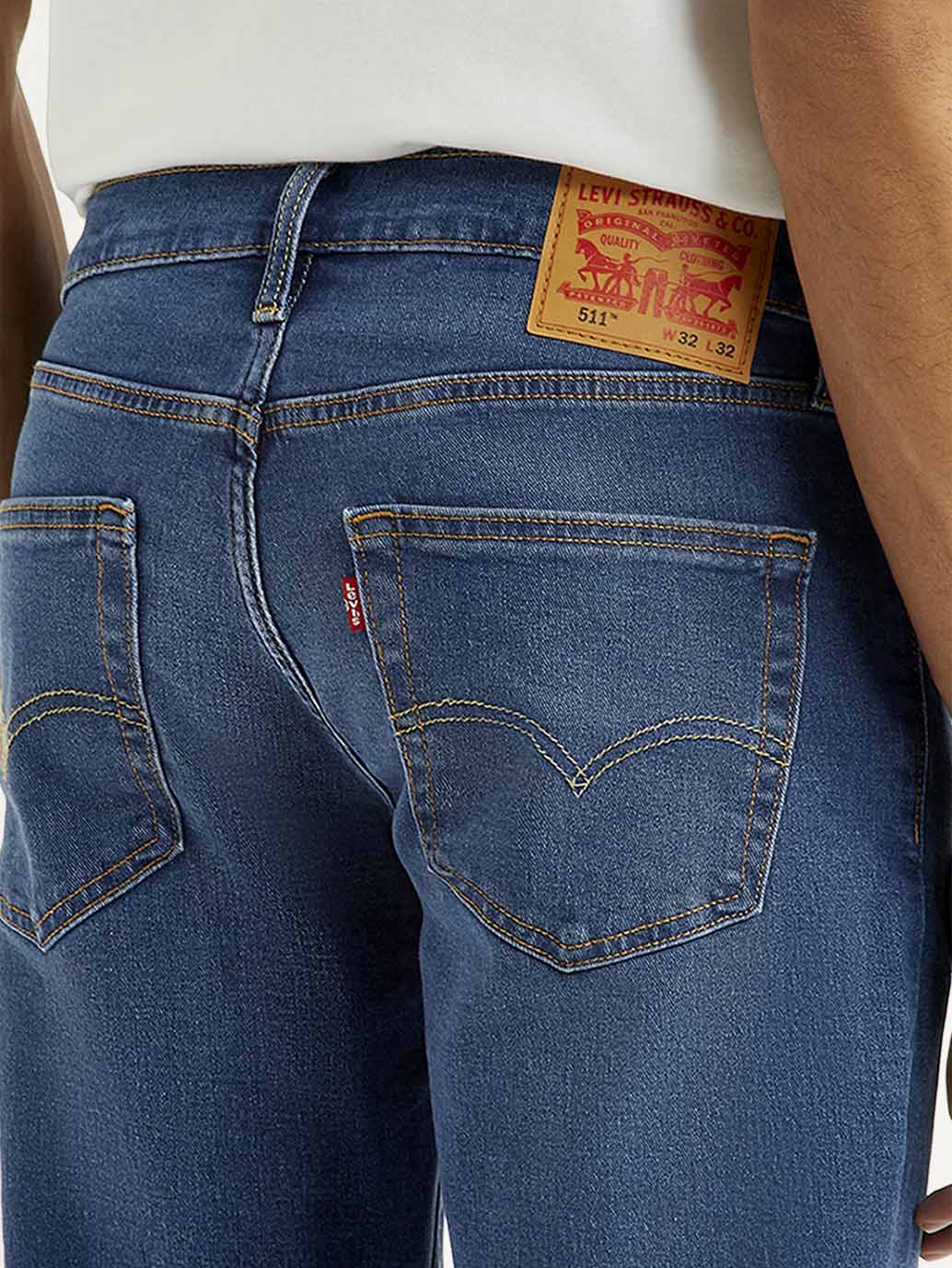 Men's 511 Med Indigo Slim Fit Mid Rise Jeans - Detail View