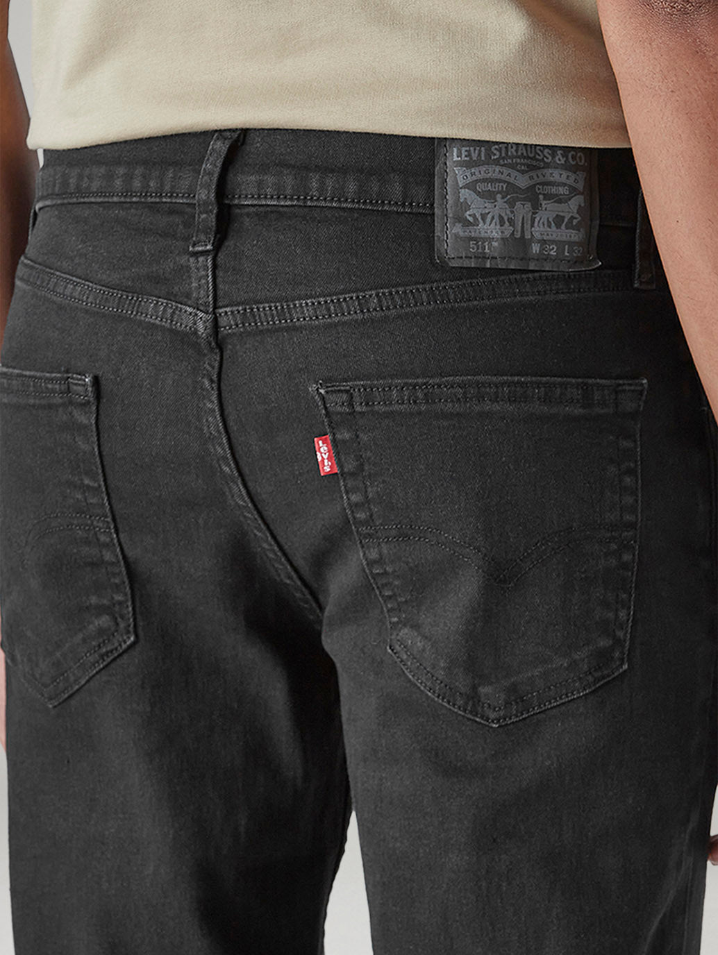 Men's 511 Charcoal Grey Slim Fit Mid Rise Jeans - Detail View