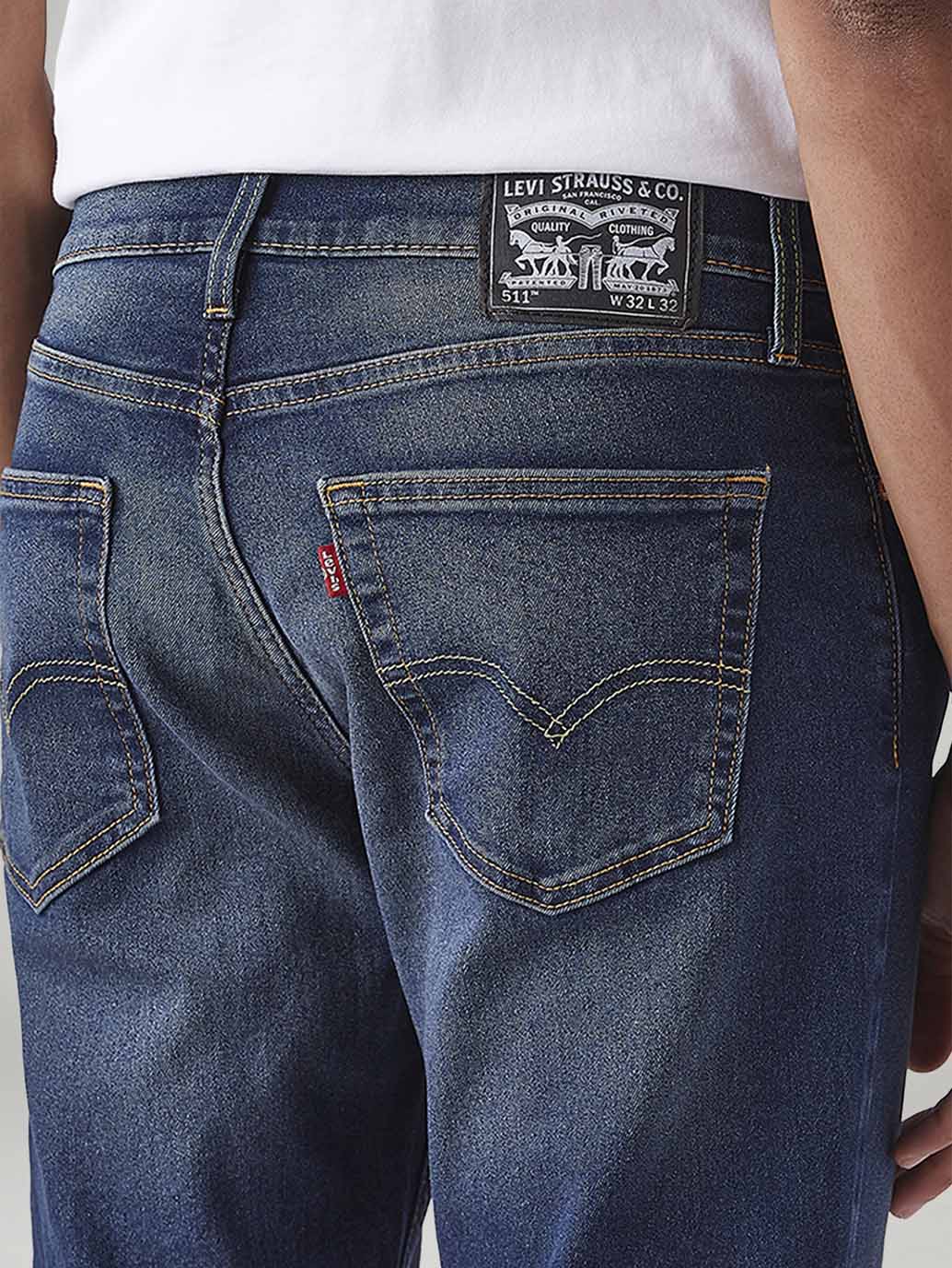 Men's 511 Dark Blue Slim Fit Mid Rise Tinted Jeans - 20 View