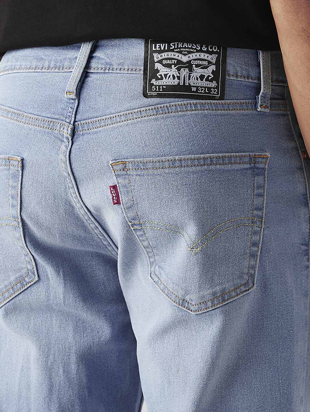 Men's 511 Light Blue Slim Fit Mid Rise Jeans - Detail View