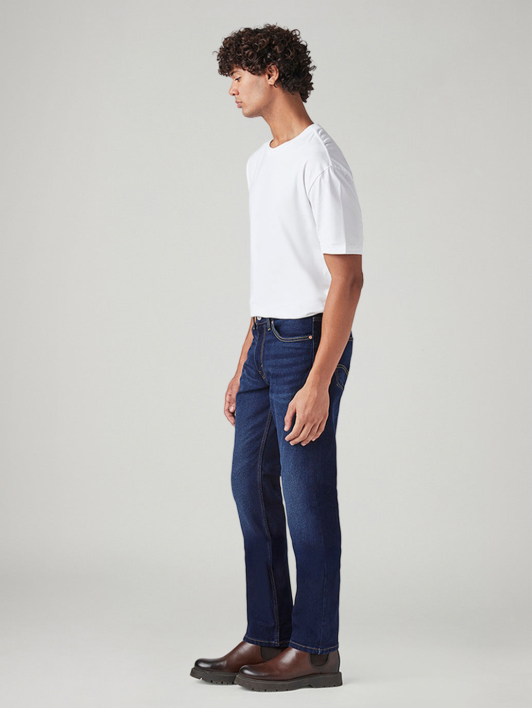 Men's 511 Dark Blue Slim Fit Mid Rise Jeans - Side View