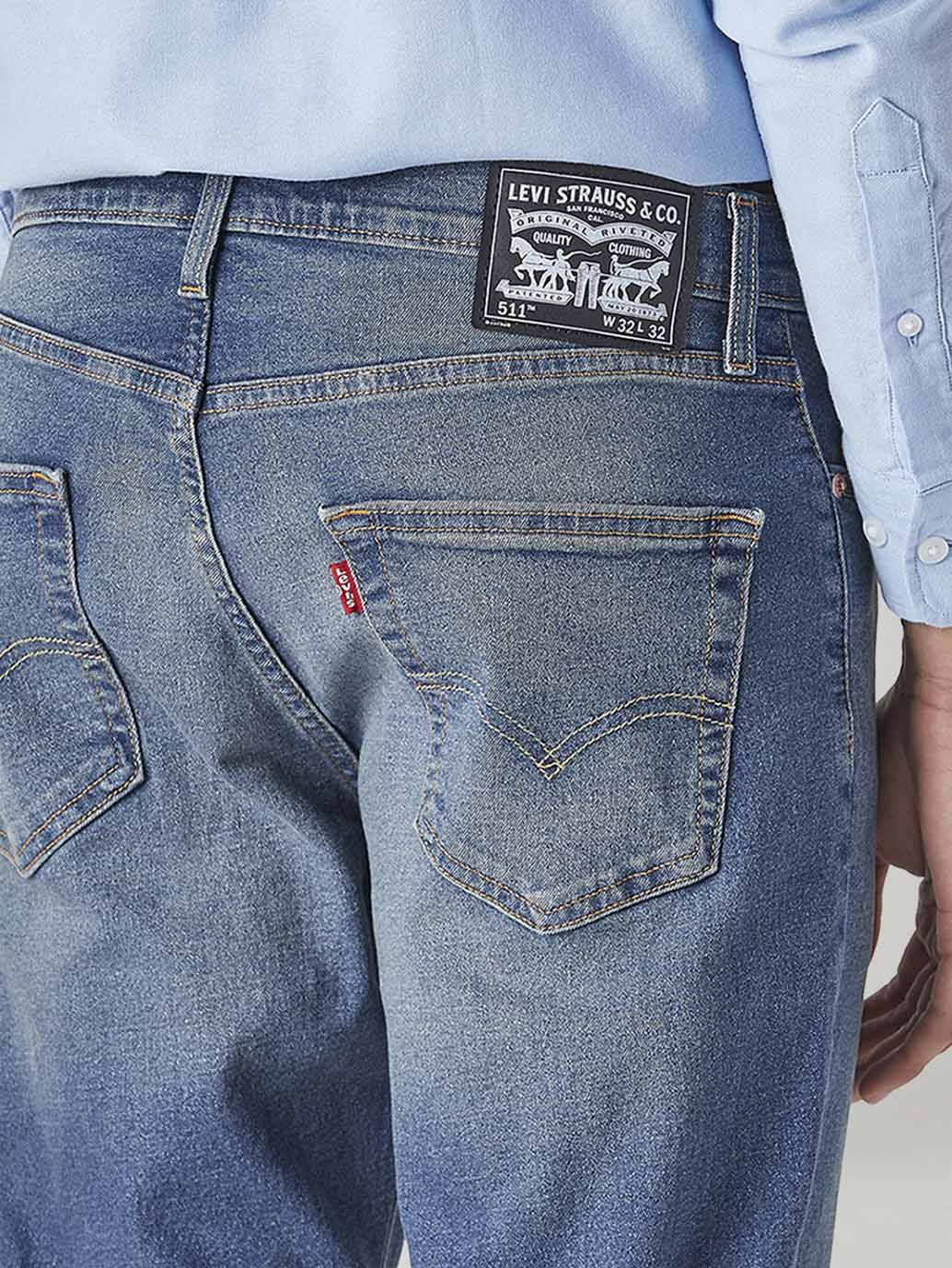 Men's 511 Blue Slim Fit Mid Rise Jeans - 20 View
