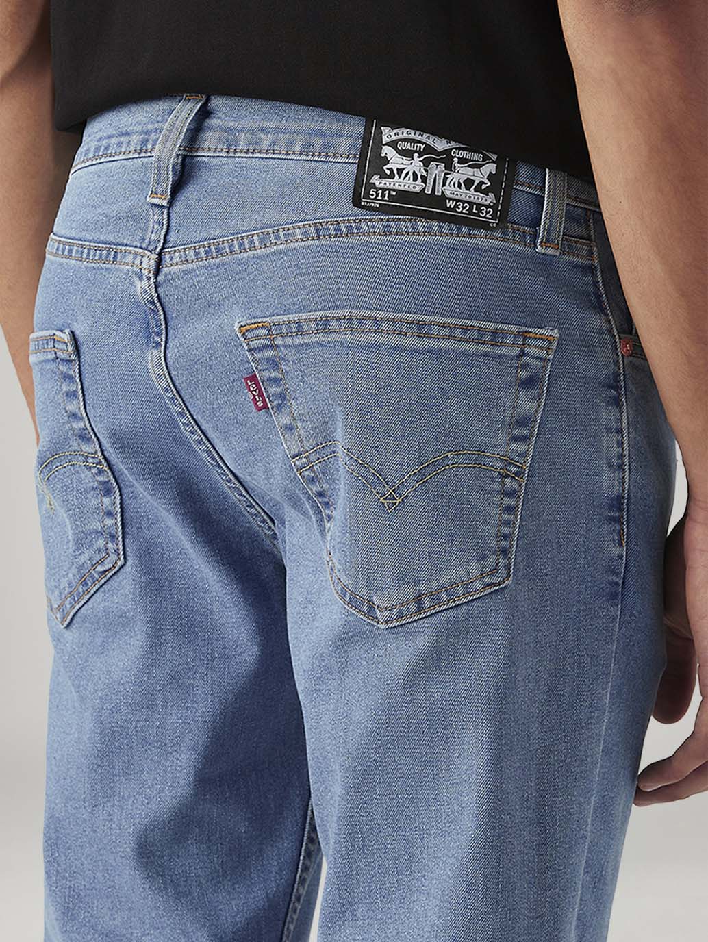 Men's 511 Light Blue Slim Fit Mid Rise Jeans - Detail View