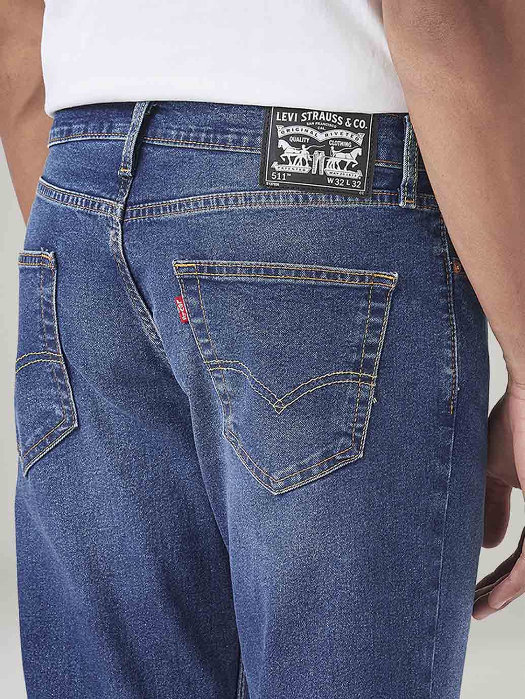 Men's 511 Blue Slim Fit Mid Rise Tinted Jeans - 20 View