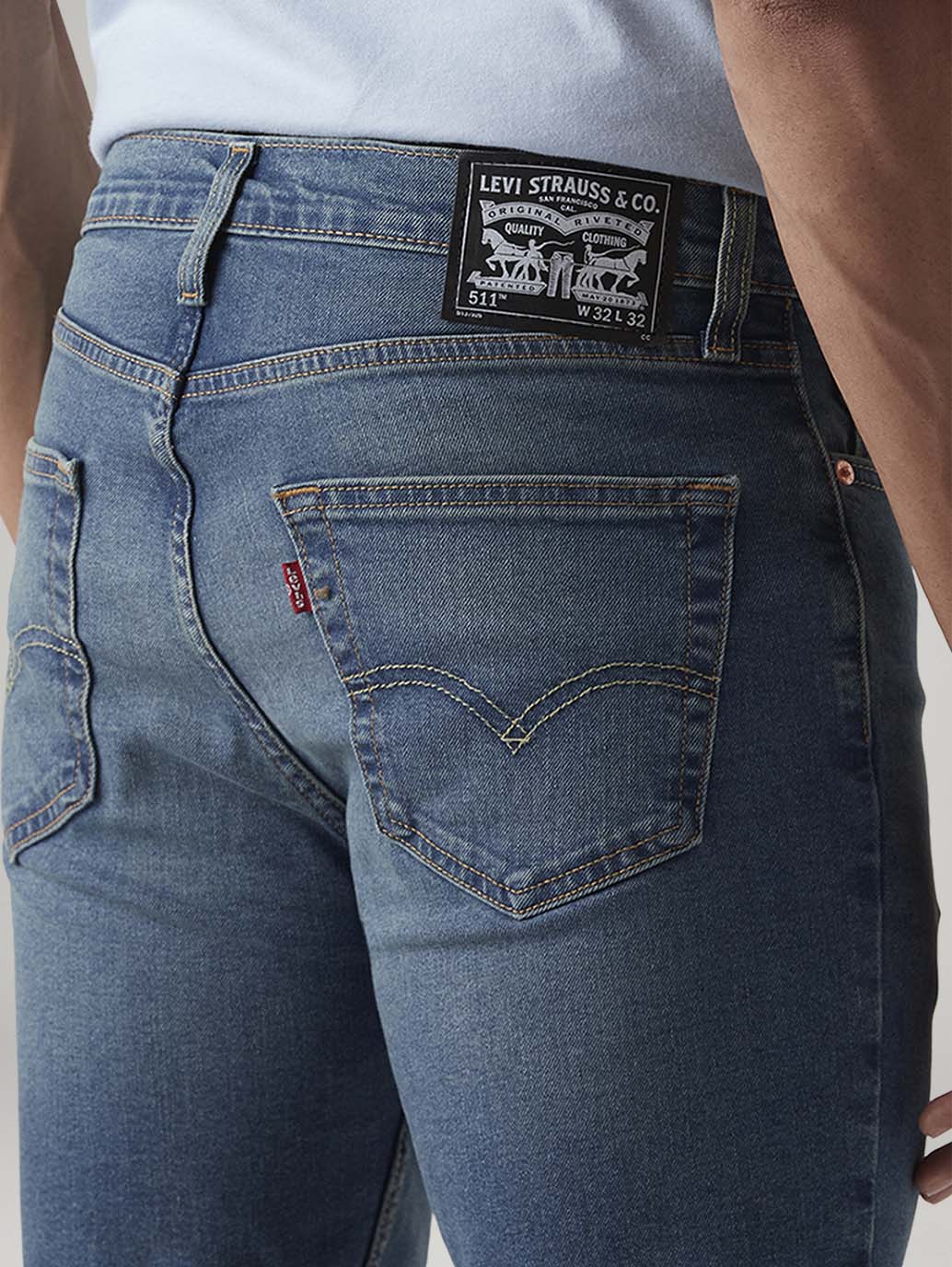 Men's 511 Med Indigo Slim Fit Mid Rise Tinted Jeans - Detail View