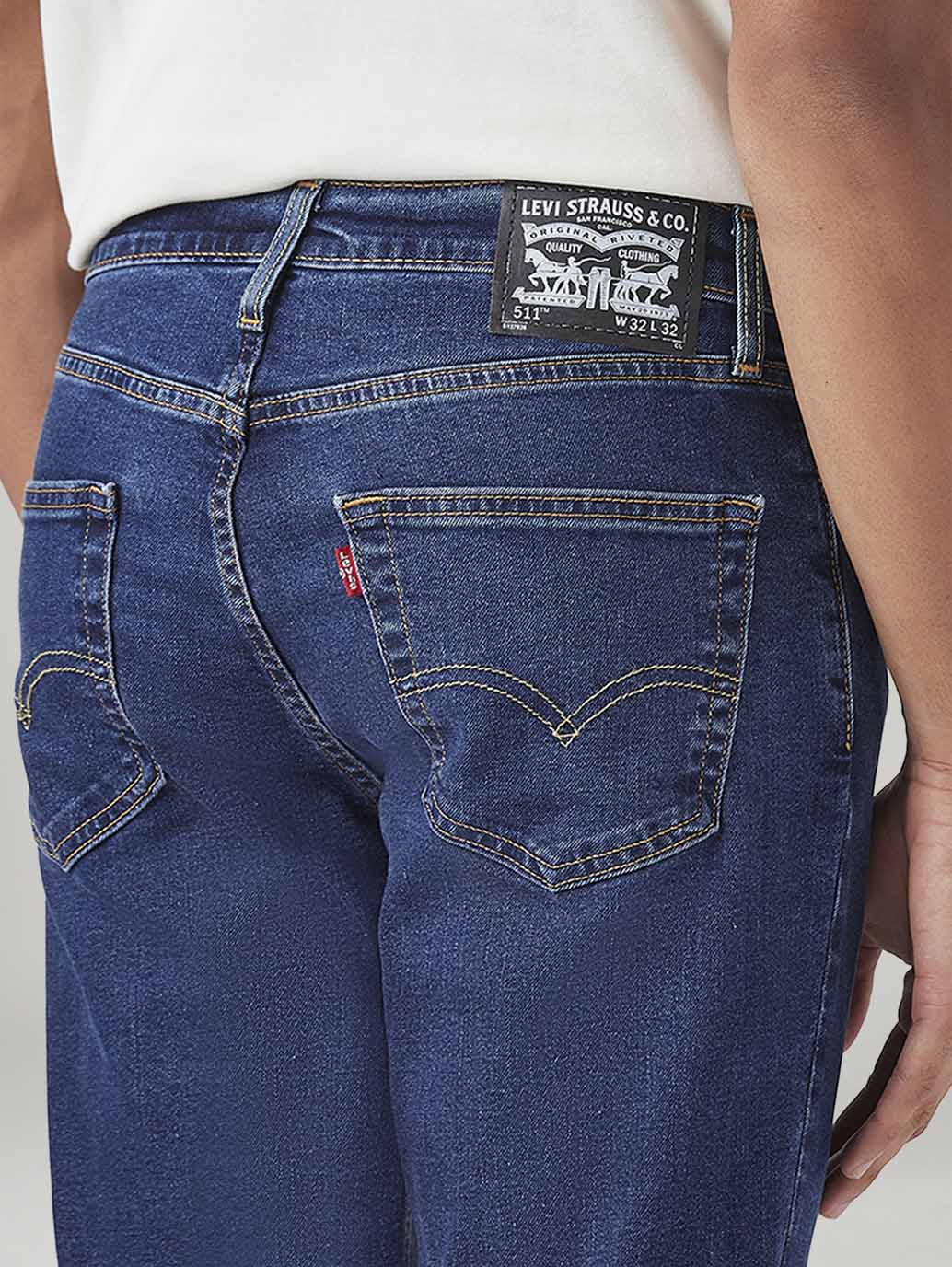 Men's 511 Blue Slim Fit Mid Rise Jeans - 20 View