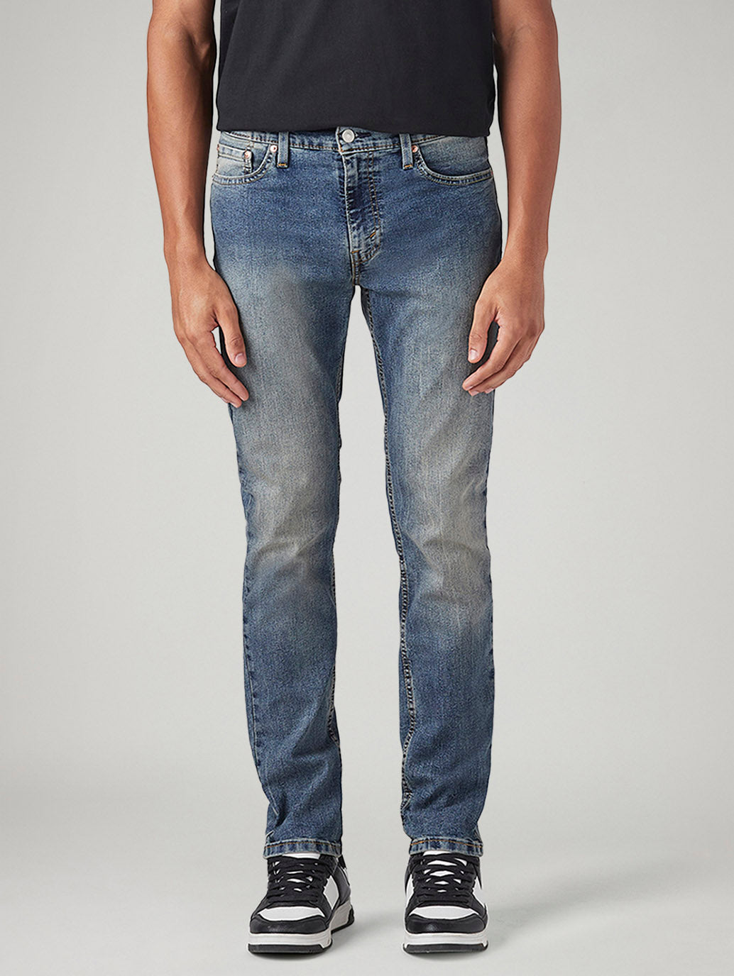 Men's 511 Blue Slim Fit Mid Rise Tinted Jeans - Front View