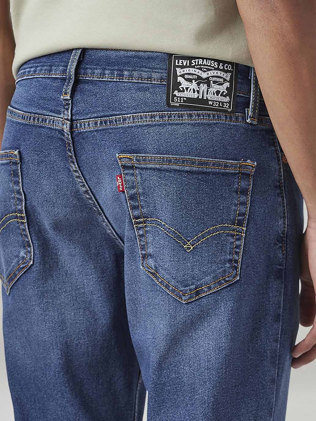 Men's 511 Med Indigo Slim Fit Mid Rise Jeans - Detail View