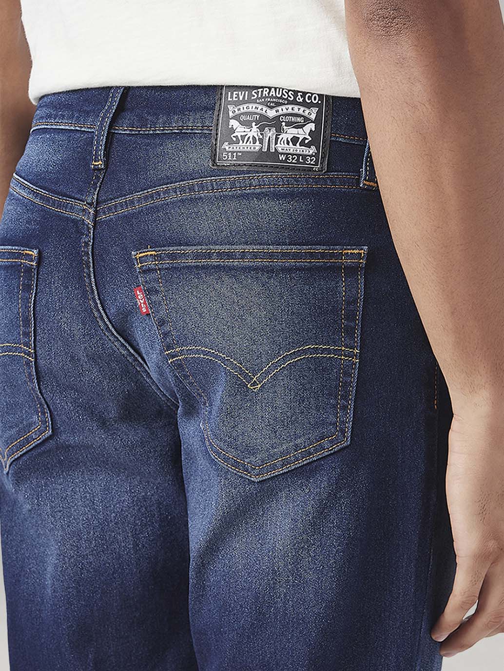 Men's 511 Dark Blue Slim Fit Mid Rise Jeans - Detail View