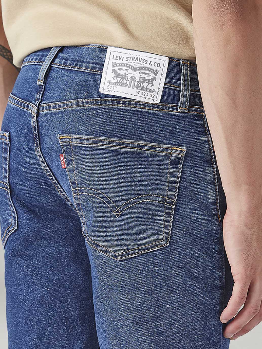 Men's 511 Med Indigo Slim Fit Mid Rise Jeans - Detail View