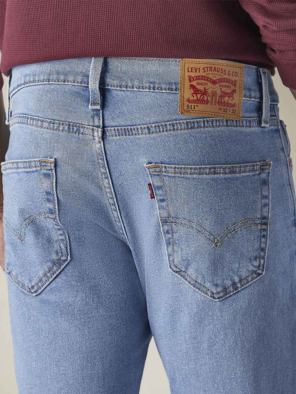 Mens 511 Mid Rise Slim Fit Cotton Stretch Blend Jeans - Detail View