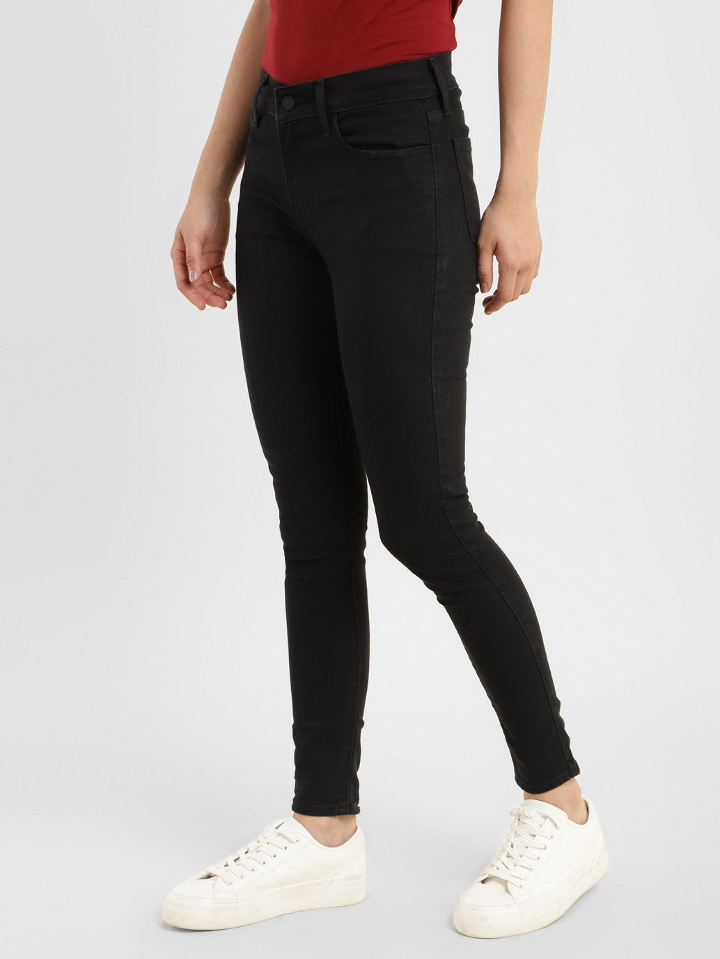 Women's 710 Black Skinny Fit Mid Rise Jeans - f66a682a-e0c3-4c5b-a269-66b14a7ce780 View