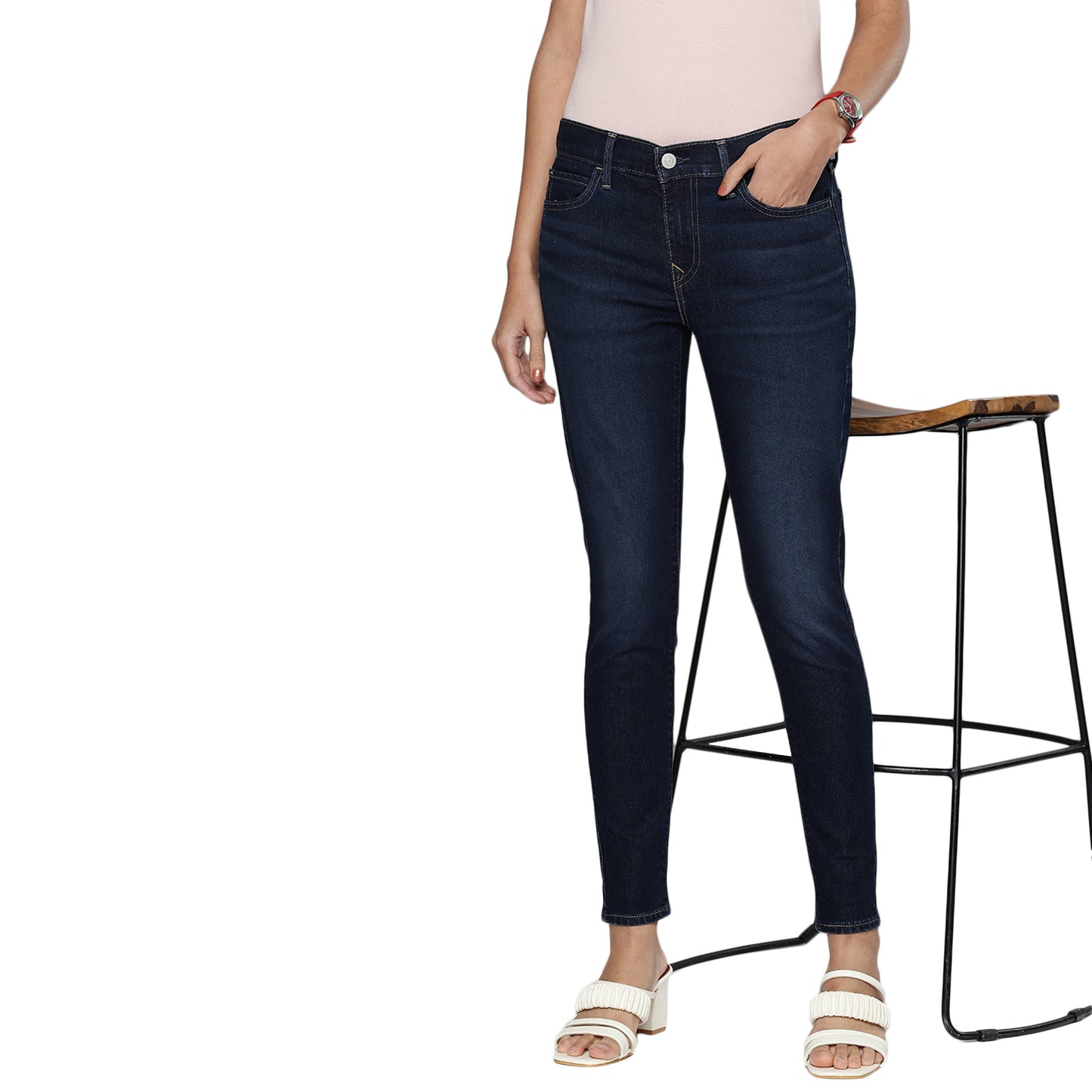 Women's 710 Blue Skinny Fit Mid Rise Jeans - 1 View